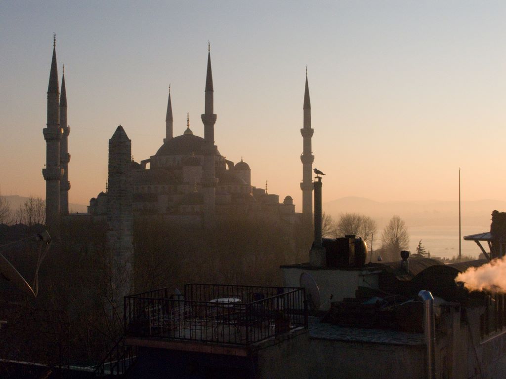 Lever de soleil sur la mosquée bleue