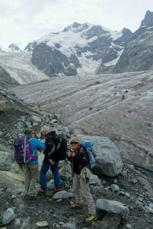 Fin de la descente de la moraine du glacier Pers, avant d'aborder le glacier Morteratsch