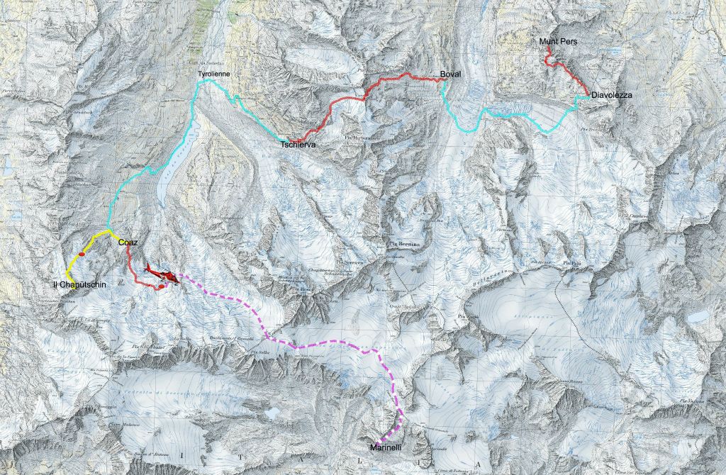 Parcours autour de la Bernina